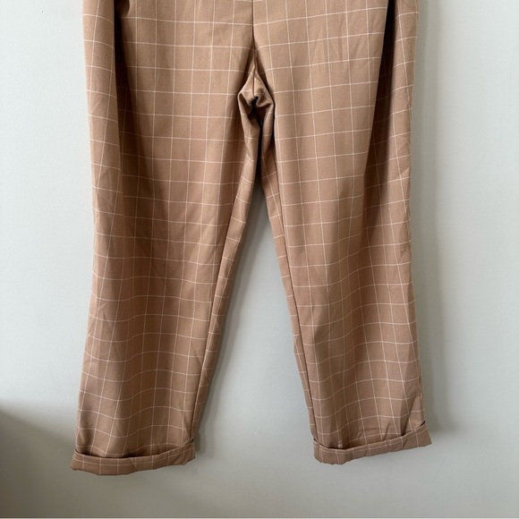 Topshop-plaid Cream & White High Rise Rolled Hem Trouser (Size:8) - Picture 9 of 11